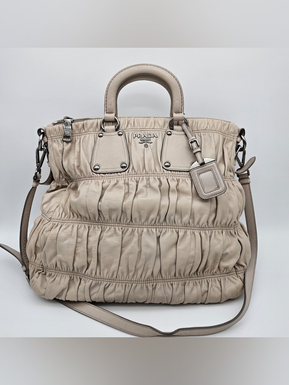 Authentic Prada Gathered Beige #4390M